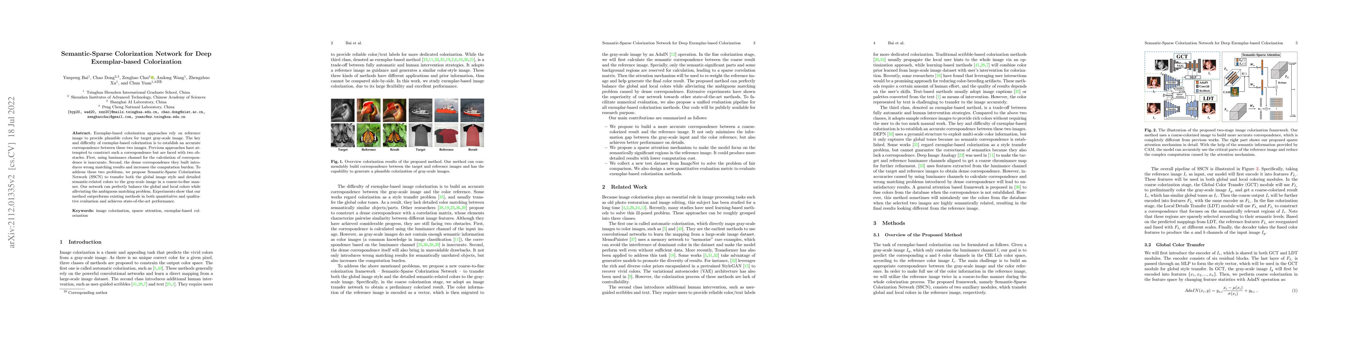 Thumbnail for Semantic-Sparse Colorization Network for Deep Exemplar-based
  Colorization