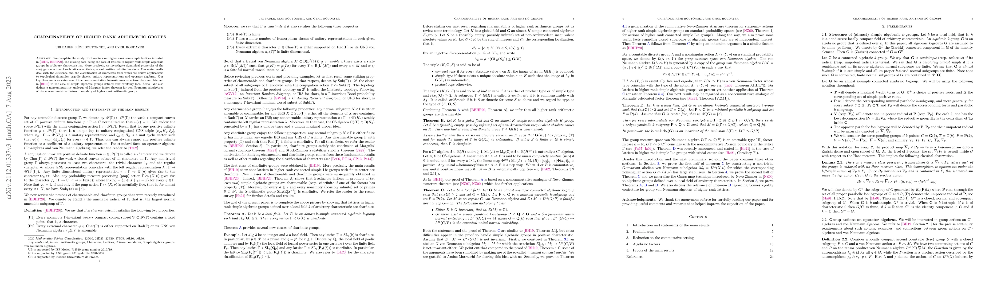 Thumbnail for Charmenability of higher rank arithmetic groups