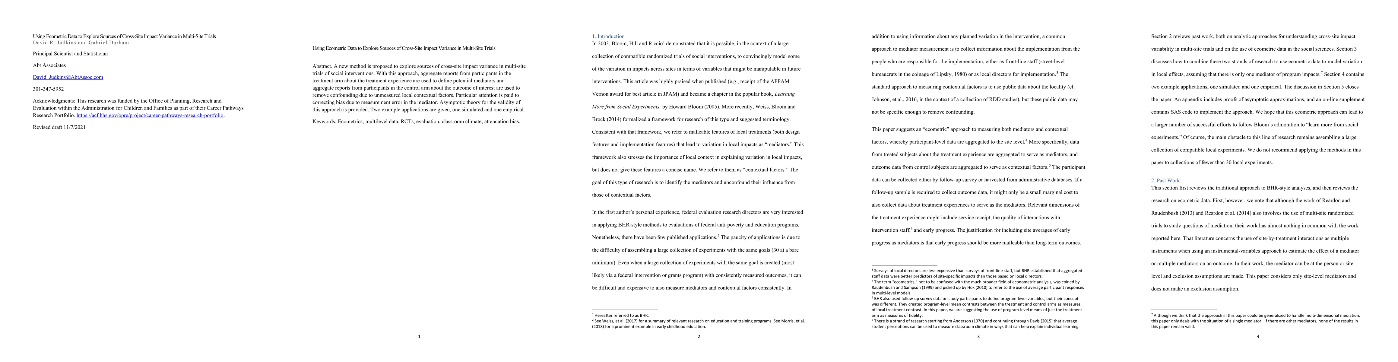 Thumbnail for Using Ecometric Data to Explore Sources of Cross-Site Impact Variance in
  Multi-Site Trials