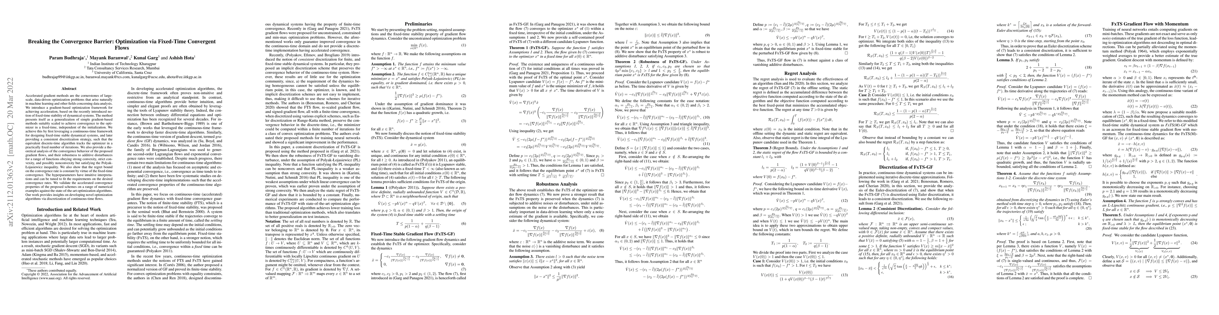 Thumbnail for Breaking the Convergence Barrier: Optimization via Fixed-Time Convergent
  Flows