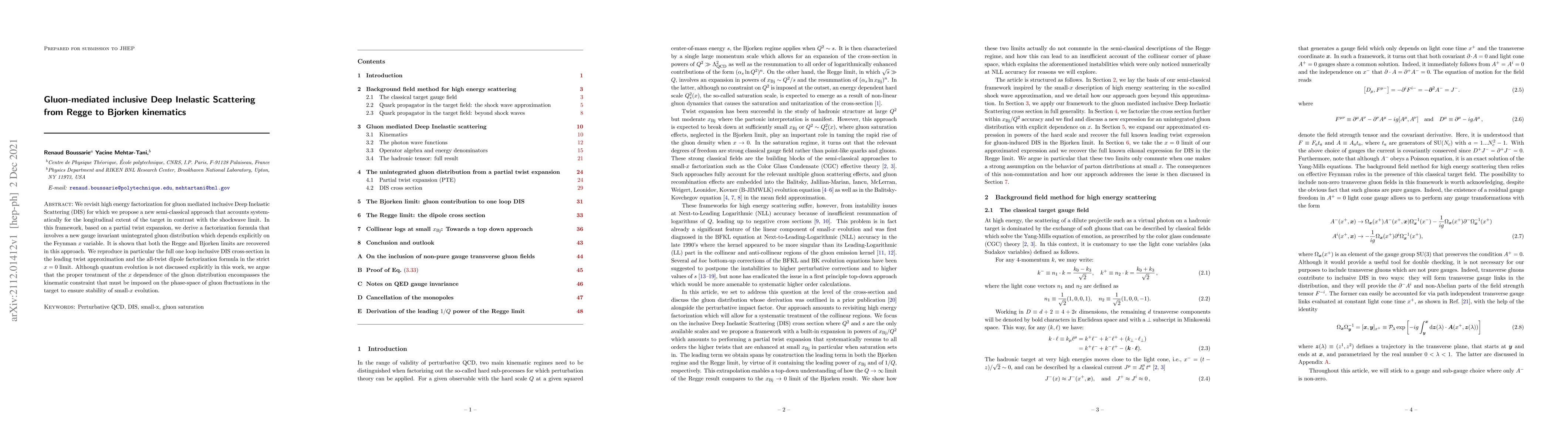 Thumbnail for Gluon-mediated inclusive Deep Inelastic Scattering from Regge to Bjorken
  kinematics