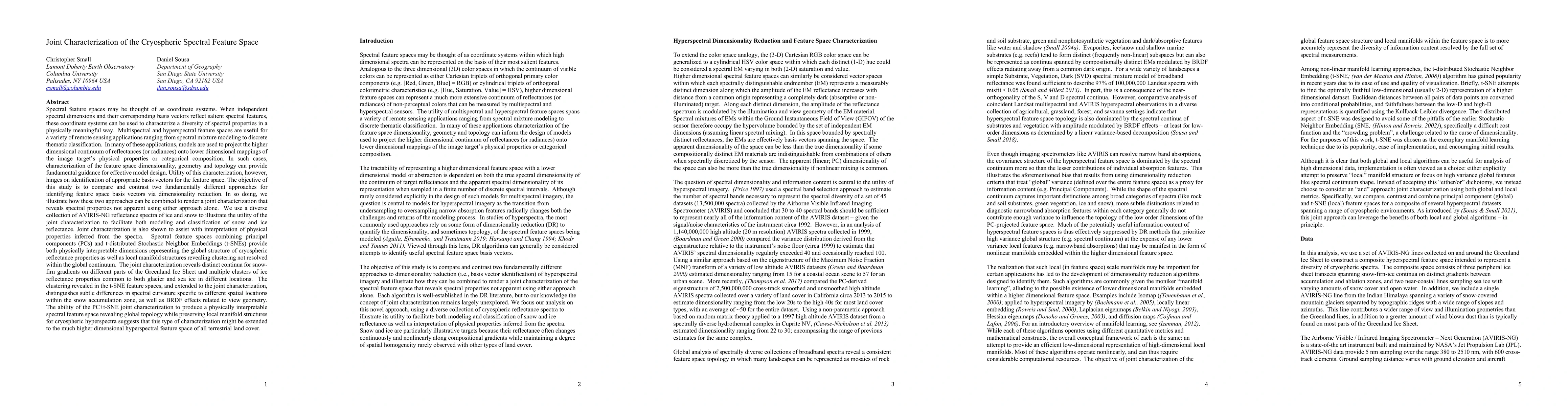 Thumbnail for Joint Characterization of the Cryospheric Spectral Feature Space
