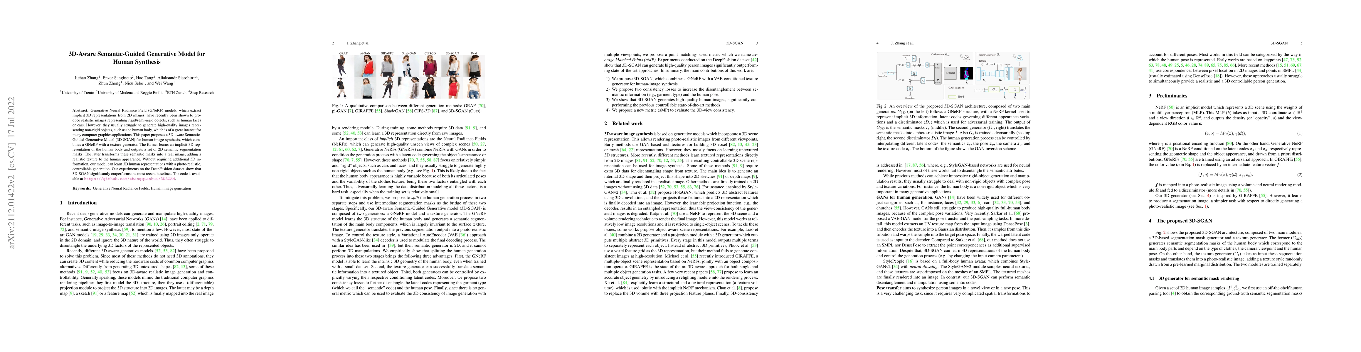 Thumbnail for 3D-Aware Semantic-Guided Generative Model for Human Synthesis