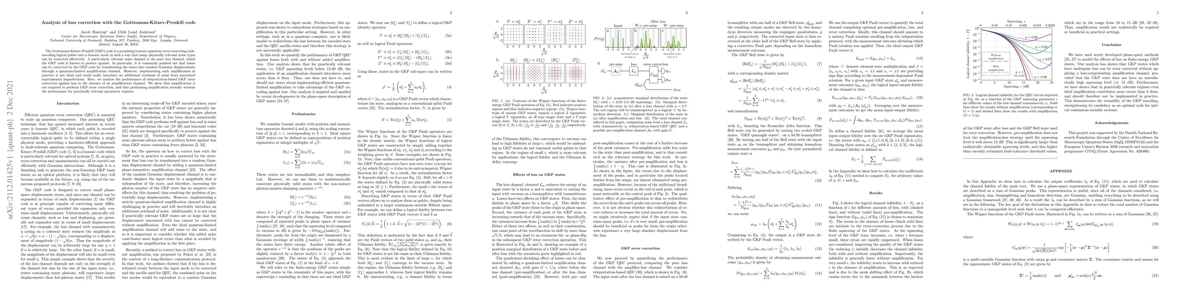 Thumbnail for Analysis of loss correction with the Gottesman-Kitaev-Preskill code