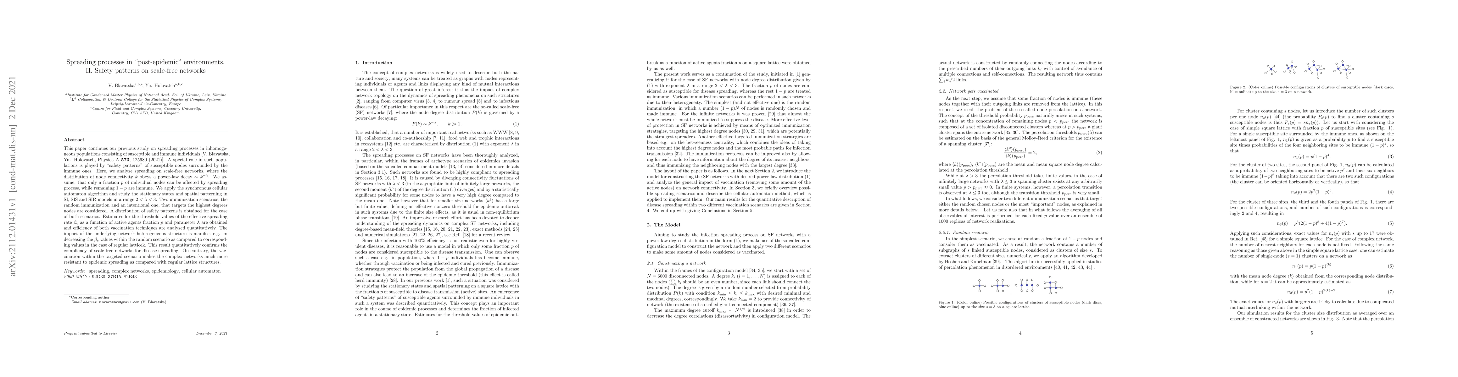 Thumbnail for Spreading processes in "post-epidemic" environments. II. Safety patterns
  on scale-free networks