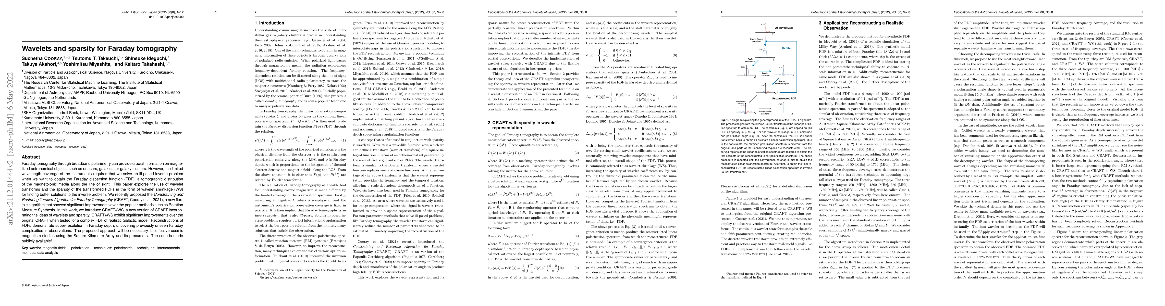 Thumbnail for Wavelets and sparsity for Faraday tomography