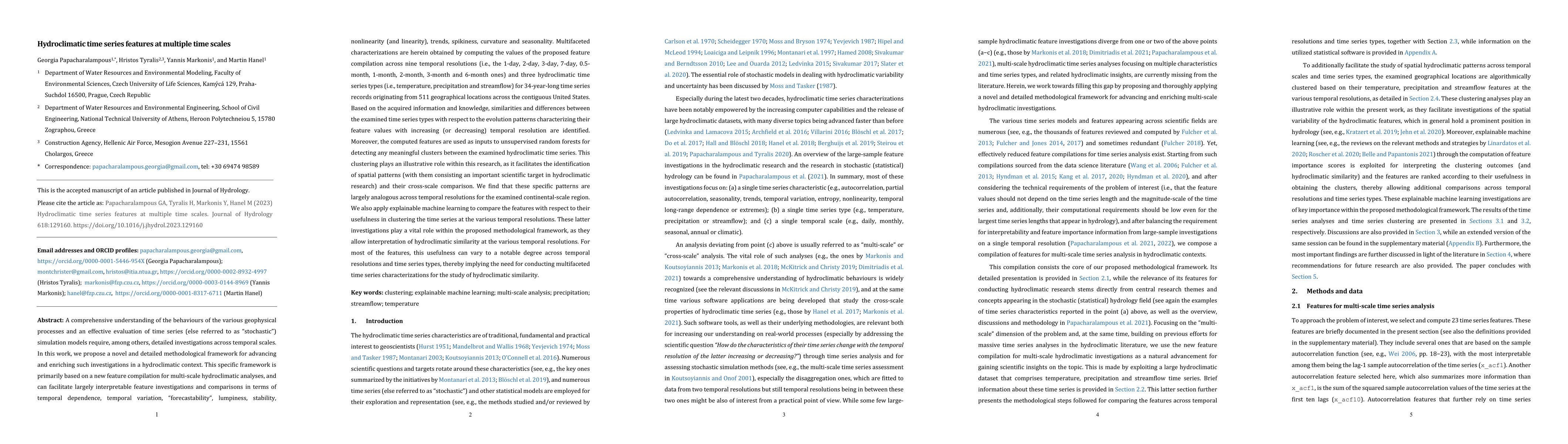 Thumbnail for Hydroclimatic time series features at multiple time scales