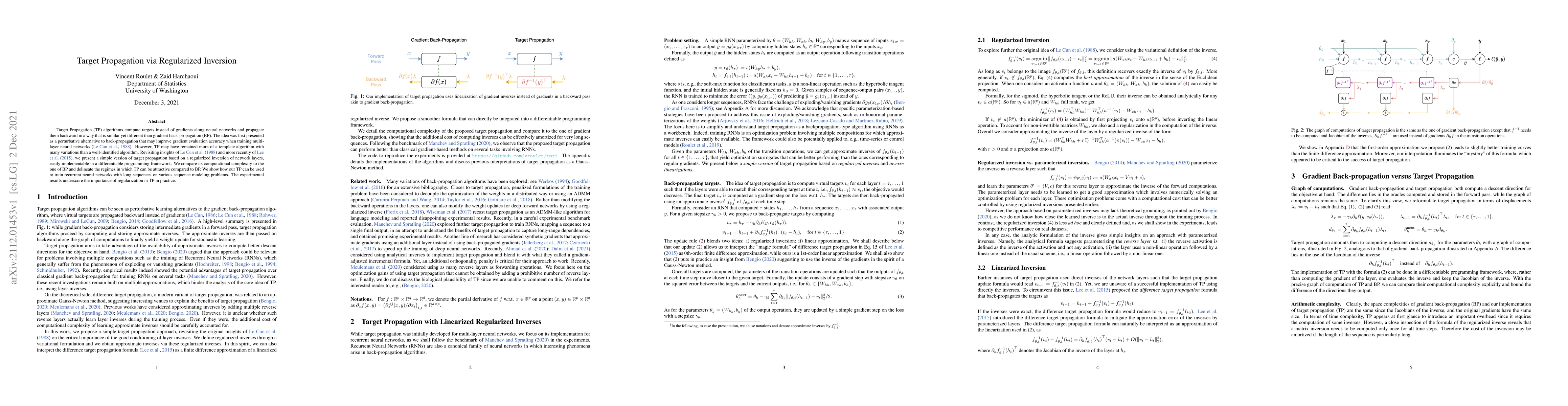 Thumbnail for Target Propagation via Regularized Inversion