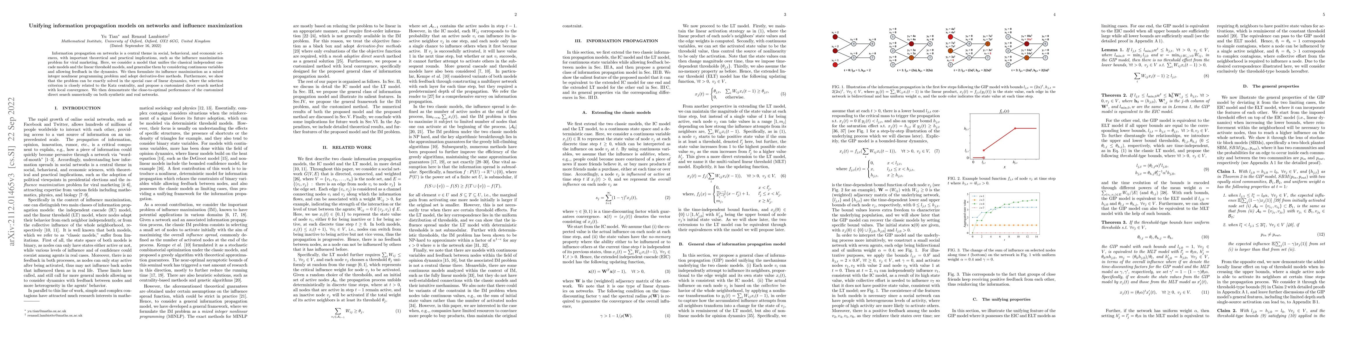 Thumbnail for Unifying information propagation models on networks and influence
  maximization