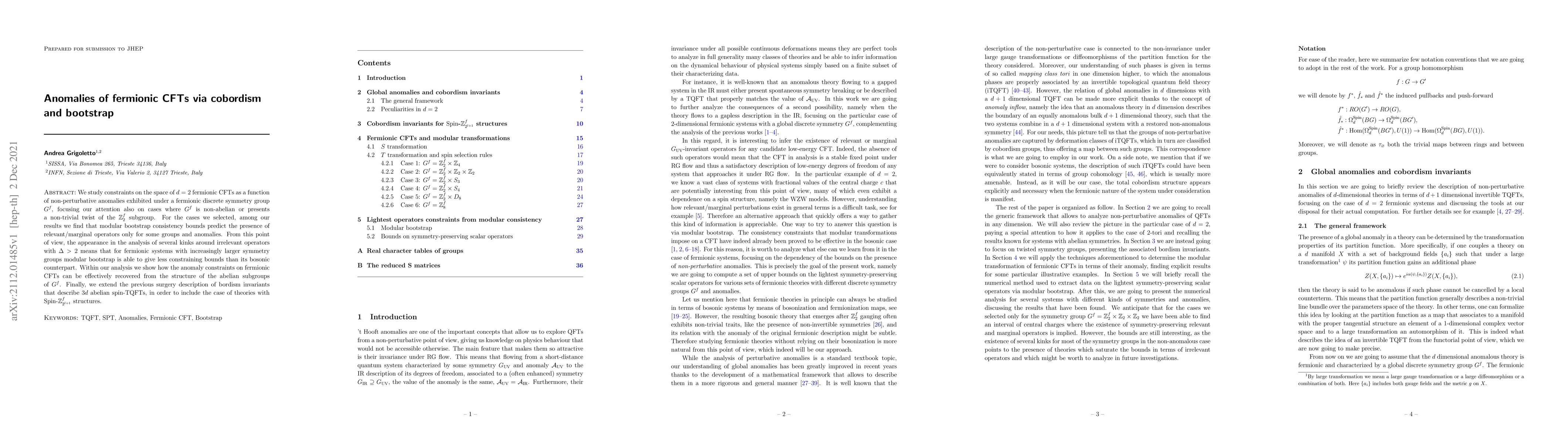 Thumbnail for Anomalies of fermionic CFTs via cobordism and bootstrap