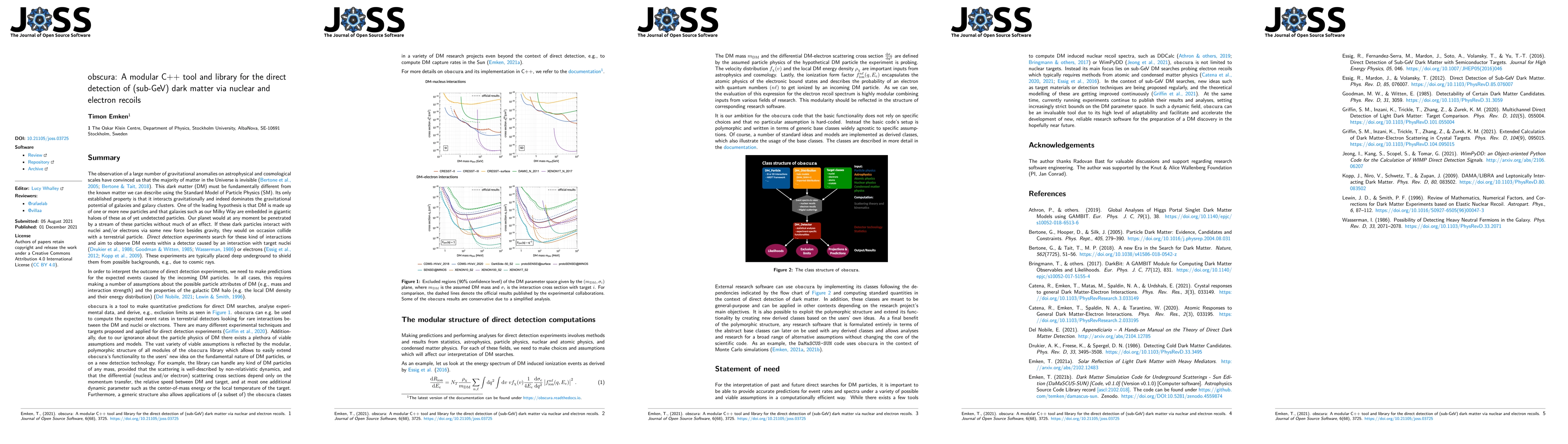 Thumbnail for obscura: A modular C++ tool and library for the direct detection of
  (sub-GeV) dark matter via nuclear and electron recoils