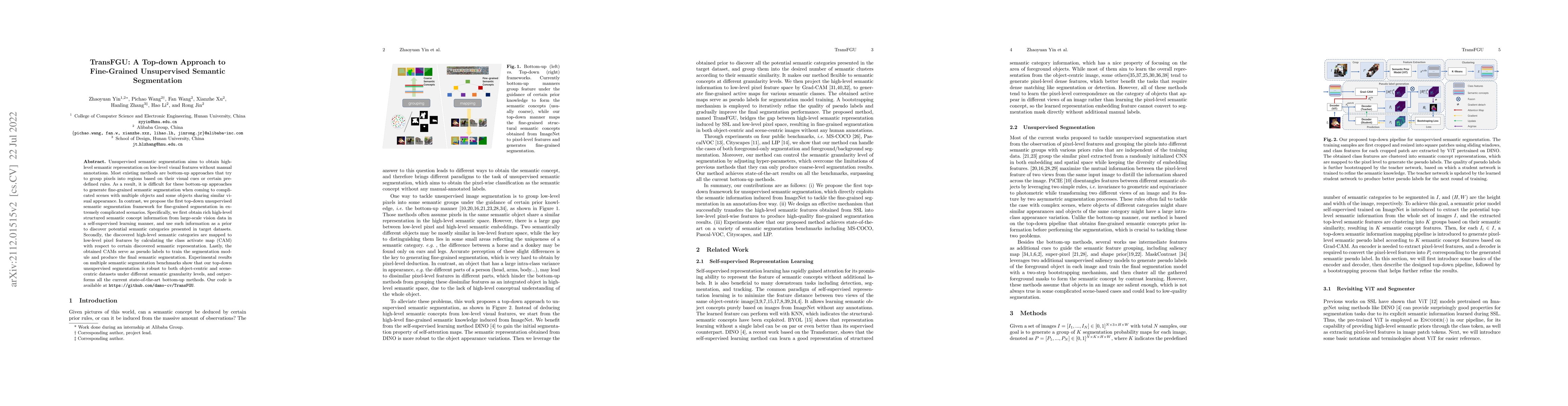 Thumbnail for TransFGU: A Top-down Approach to Fine-Grained Unsupervised Semantic
  Segmentation