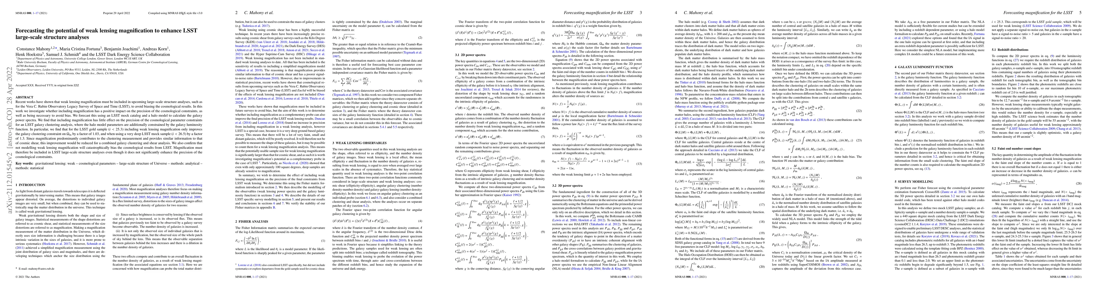 Thumbnail for Forecasting the potential of weak lensing magnification to enhance LSST
  large-scale structure analyses