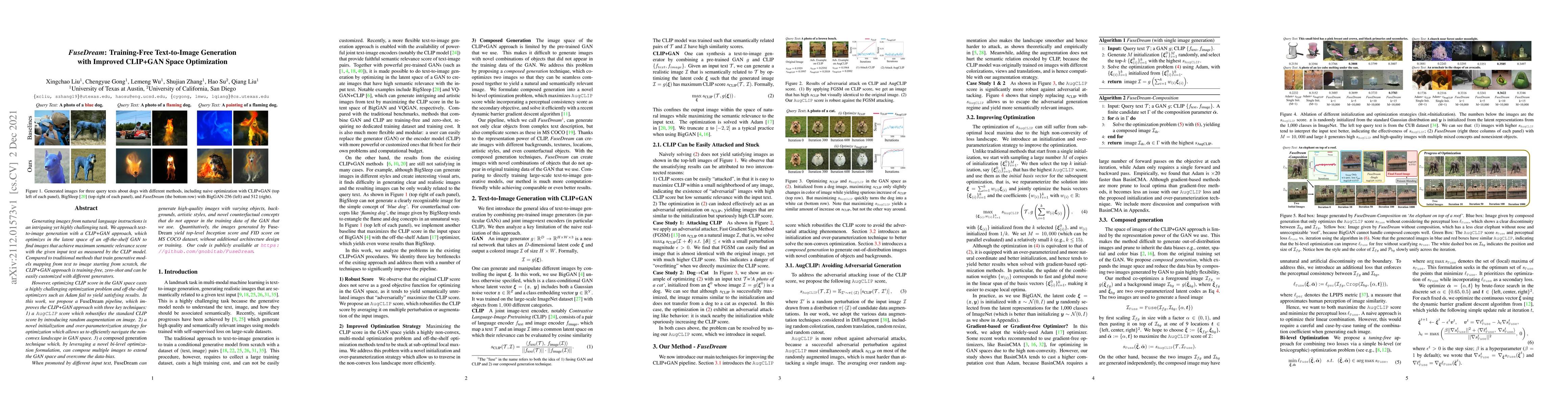 Thumbnail for FuseDream: Training-Free Text-to-Image Generation with Improved CLIP+GAN
  Space Optimization