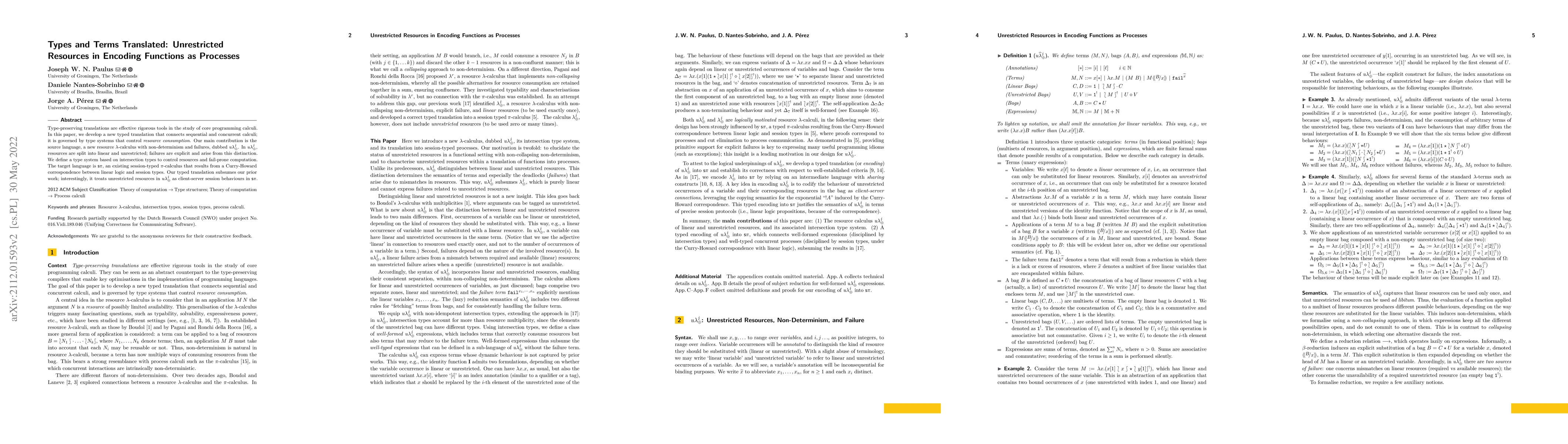 Thumbnail for Types and Terms Translated: Unrestricted Resources in Encoding Functions
  as Processes (Extended Version)