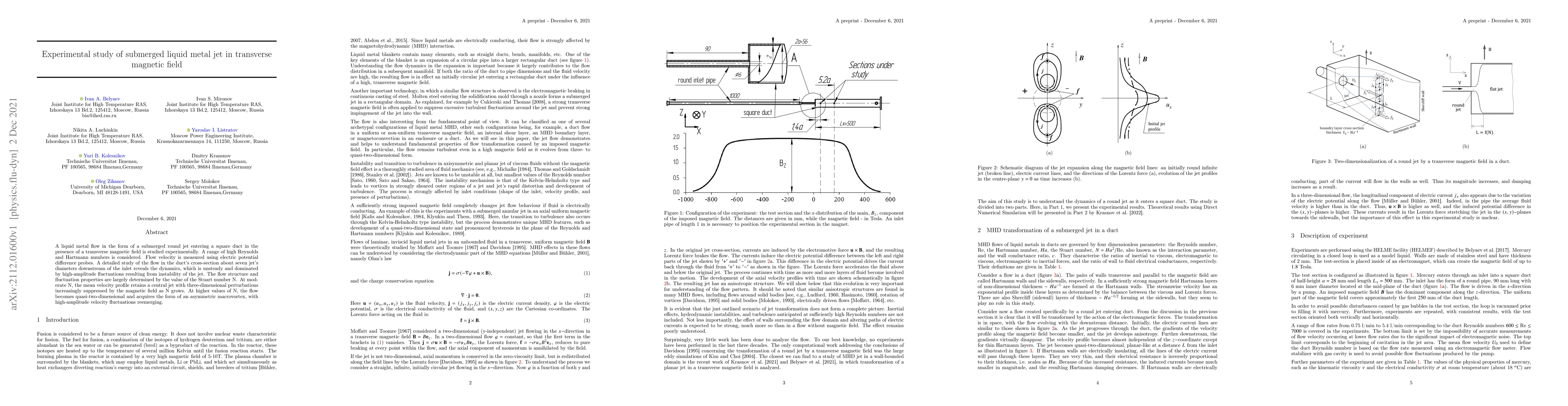 Thumbnail for Experimental study of submerged liquid metal jet in transverse magnetic
  field