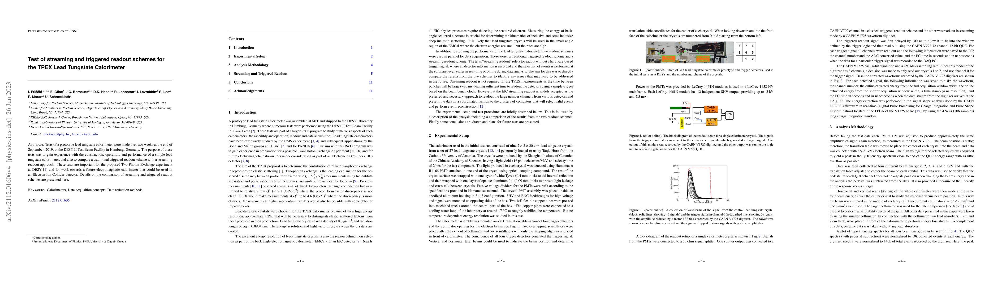 Thumbnail for Test of streaming and triggered readout schemes for the TPEX Lead
  Tungstate Calorimeter