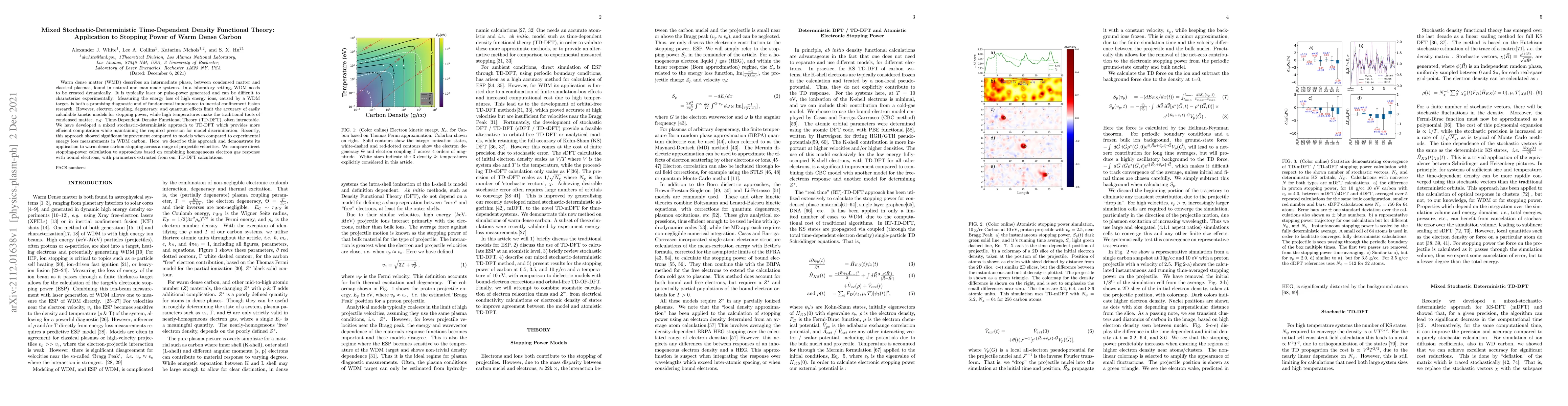 Thumbnail for Mixed Stochastic-Deterministic Time-Dependent Density Functional Theory:
  Application to Stopping Power of Warm Dense Carbon