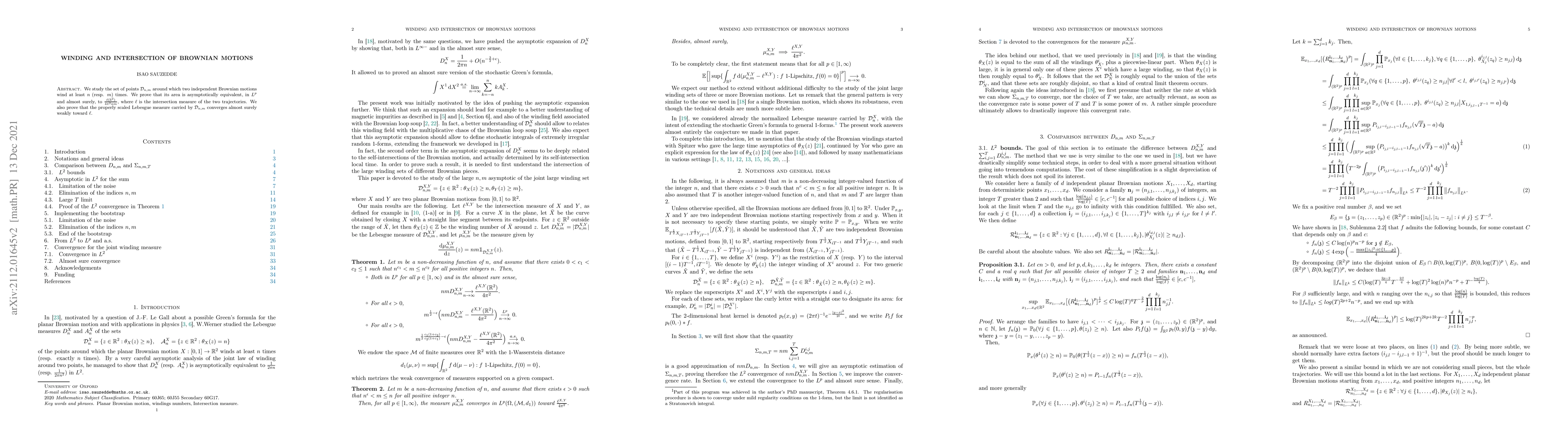 Thumbnail for Winding and intersection of Brownian motions