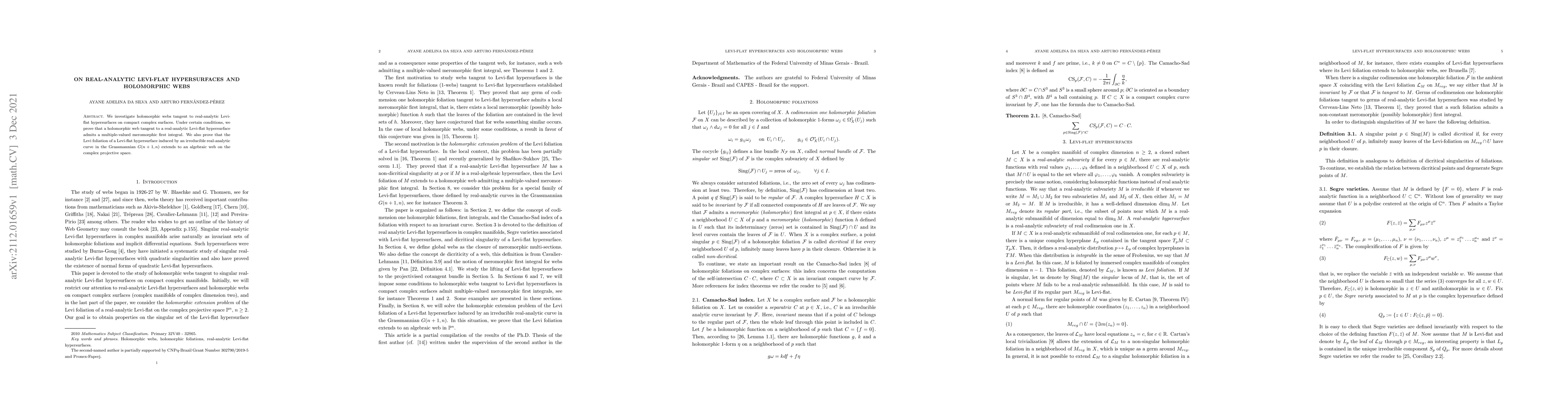 Thumbnail for On real-analytic Levi-flat hypersurfaces and holomorphic webs