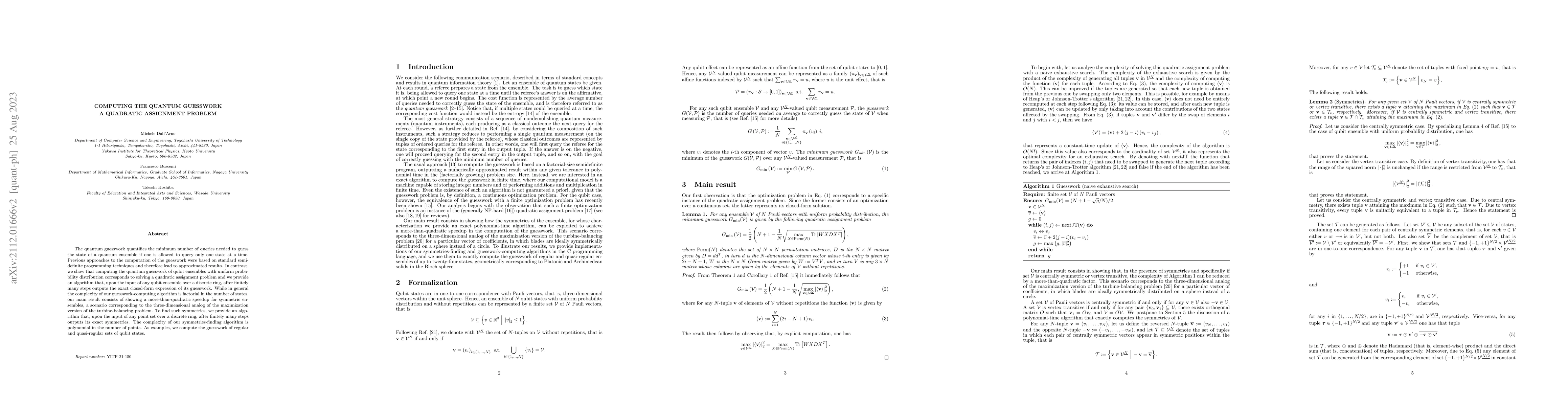 Thumbnail for Computing the quantum guesswork: a quadratic assignment problem
