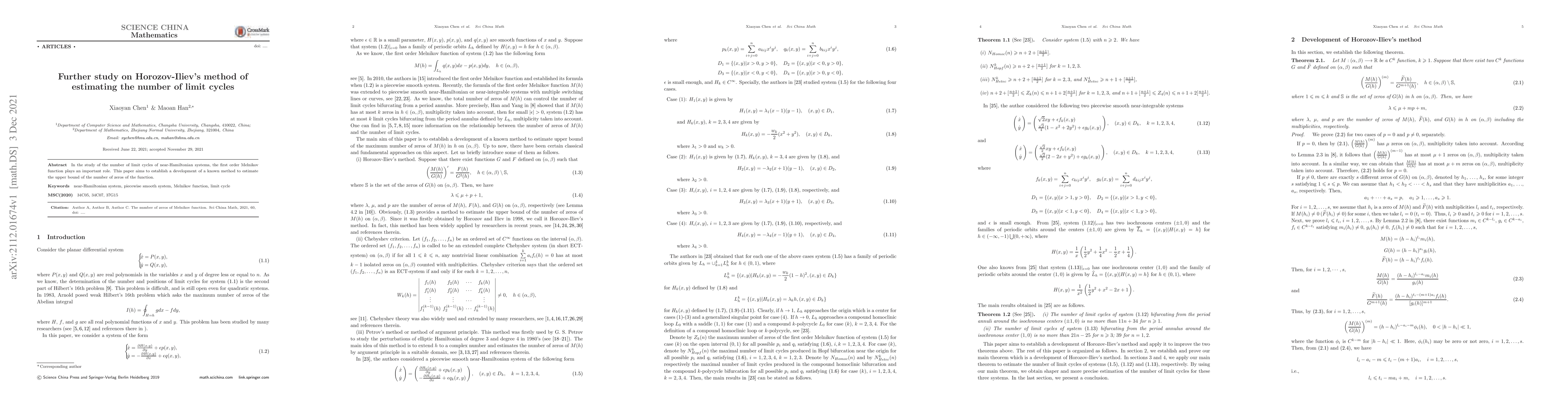 Thumbnail for Further study on Horozov-Iliev's method of estimating the number of
  limit cycles