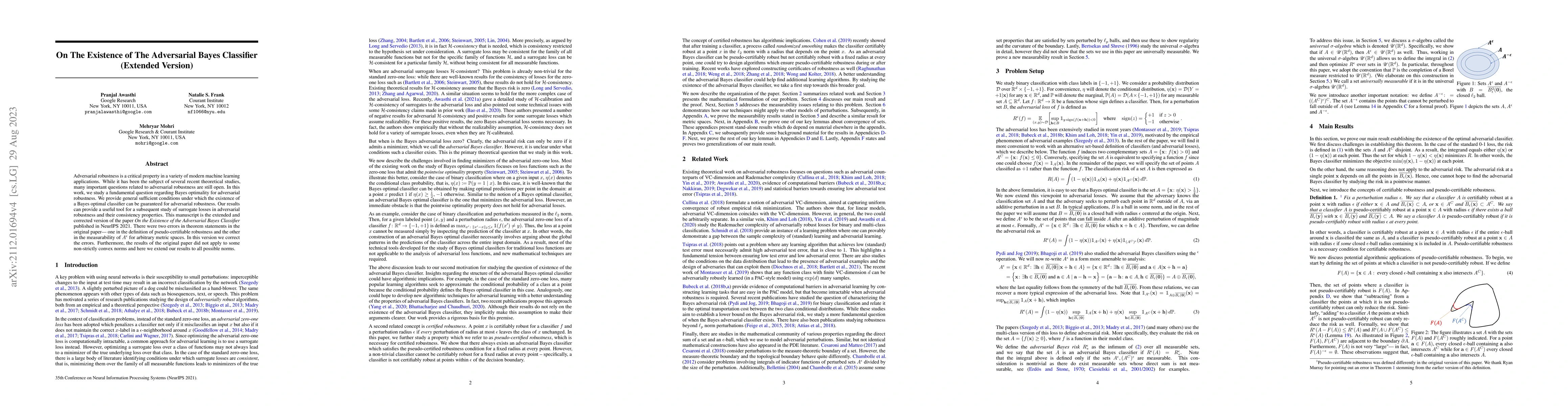 Thumbnail for On the Existence of the Adversarial Bayes Classifier (Extended Version)