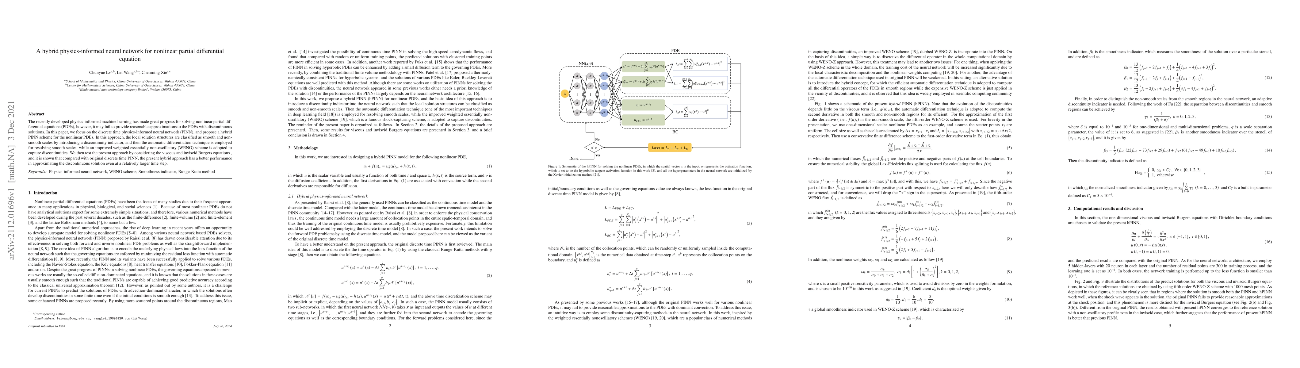 Thumbnail for A hybrid physics-informed neural network for nonlinear partial
  differential equation
