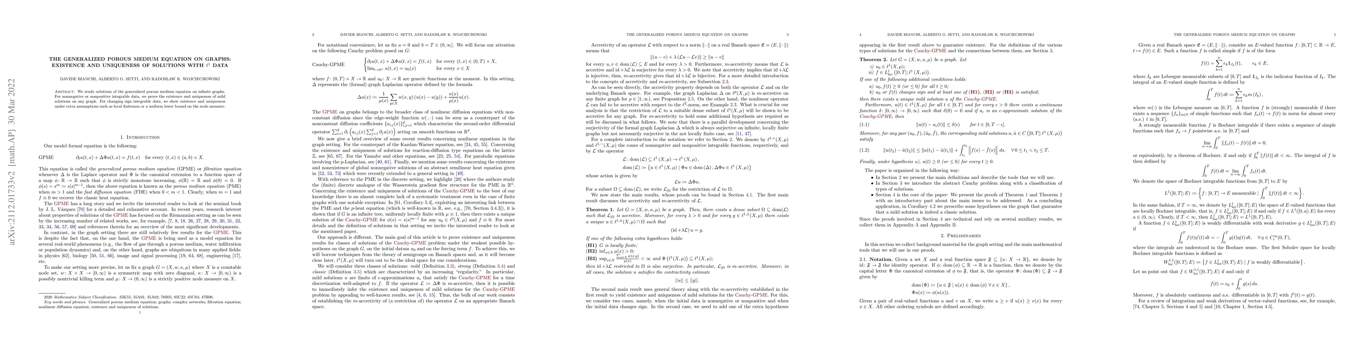 Thumbnail for The generalized porous medium equation on graphs: existence and
  uniqueness of solutions with $\ell^1$ data