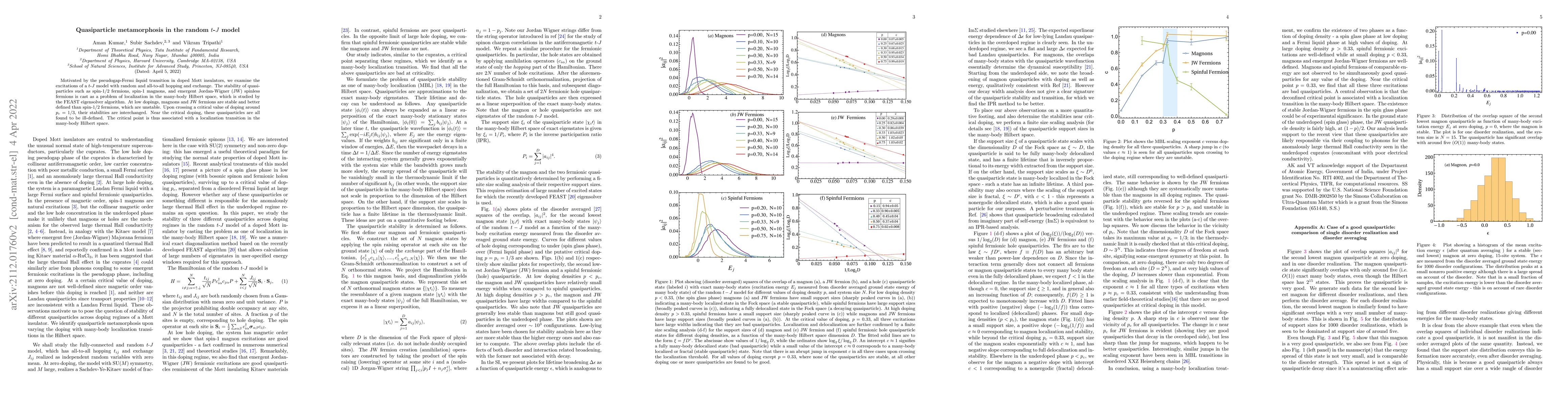 Thumbnail for Quasiparticle metamorphosis in the random t-J model