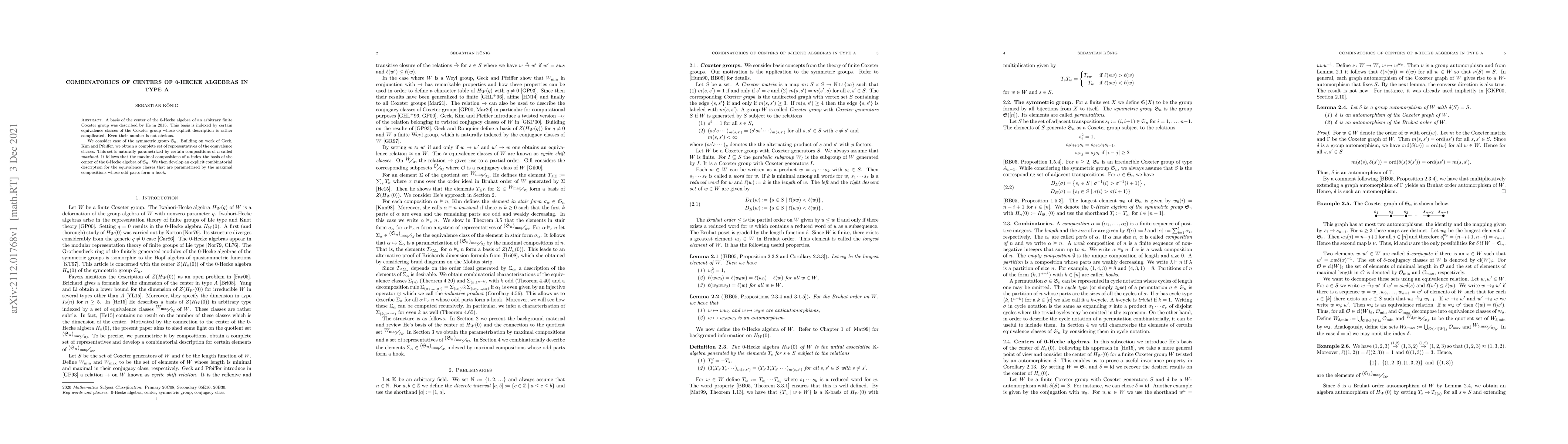 Thumbnail for Combinatorics of Centers of 0-Hecke Algebras in Type A