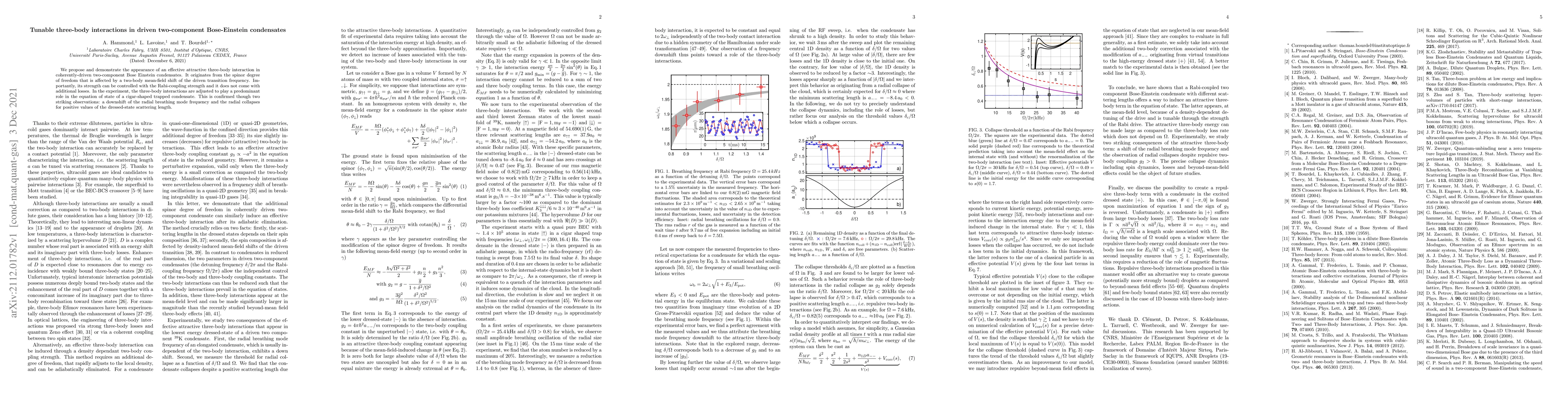 Thumbnail for Tunable three-body interactions in driven two-component Bose-Einstein
  condensates