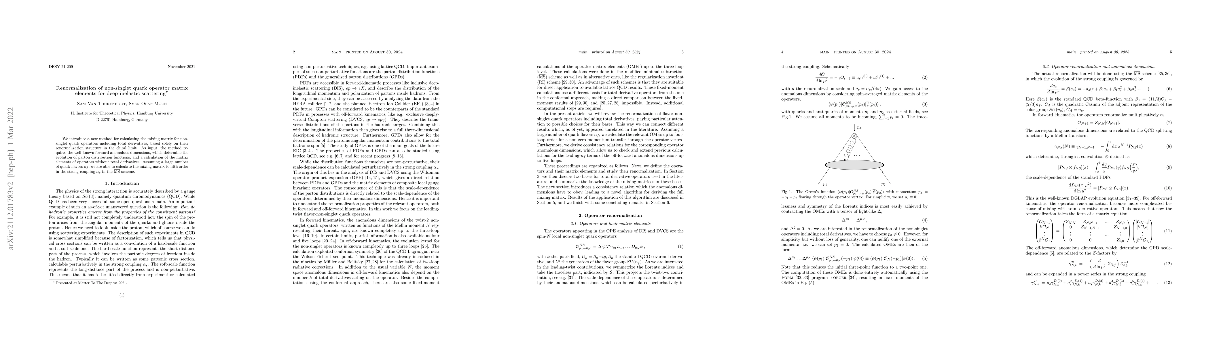 Thumbnail for Renormalization of non-singlet quark operator matrix elements for
  deep-inelastic scattering