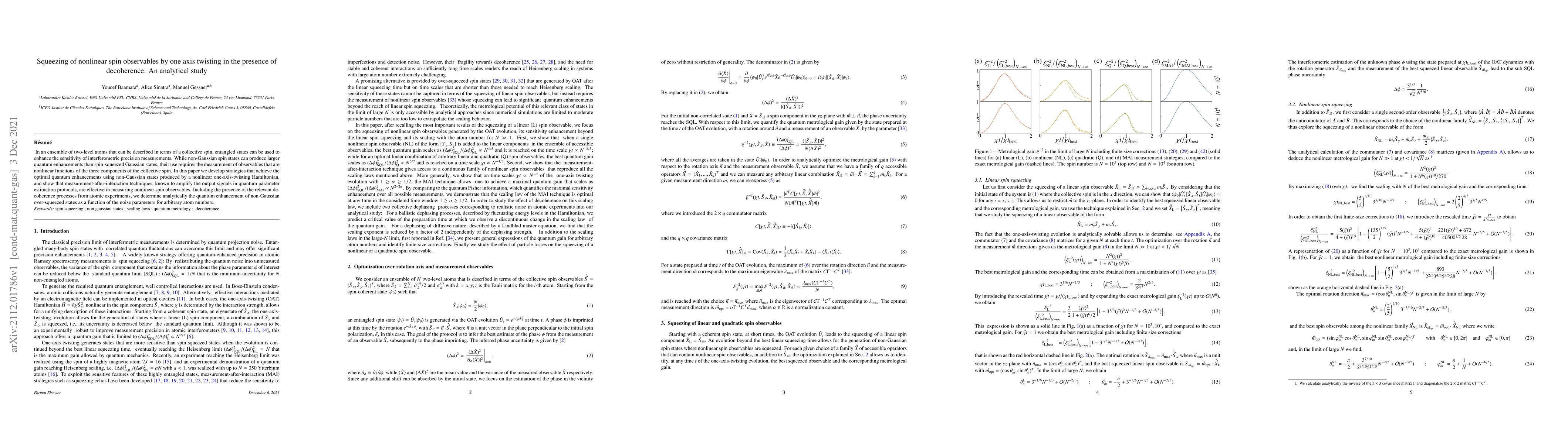 Thumbnail for Squeezing of nonlinear spin observables by one axis twisting in the
  presence of decoherence: An analytical study