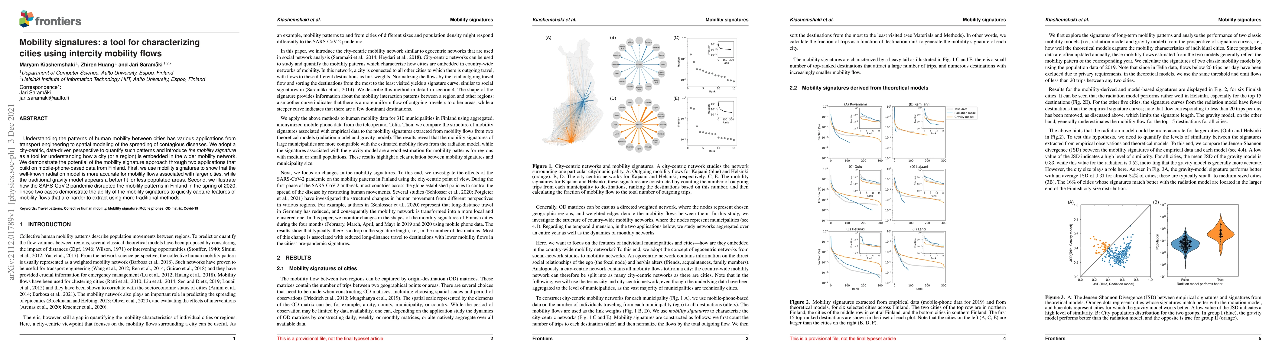 Thumbnail for Mobility signatures: a tool for characterizing cities using intercity
  mobility flows