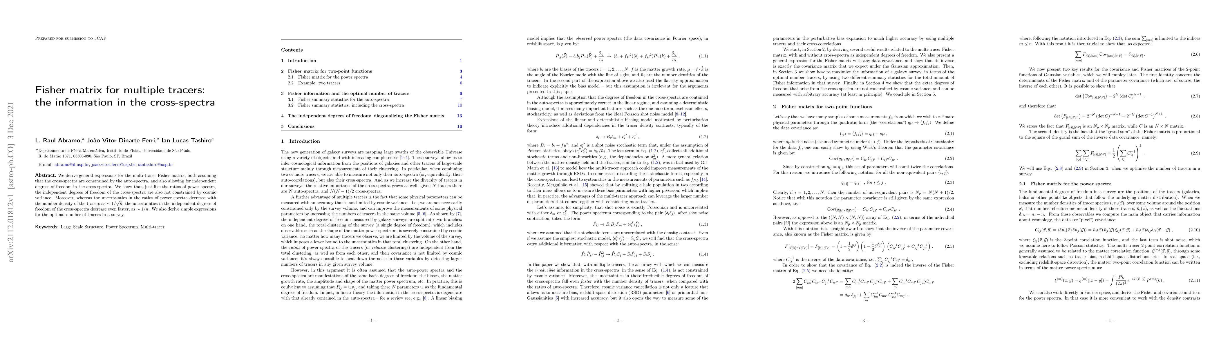 Thumbnail for Fisher matrix for multiple tracers: the information in the cross-spectra