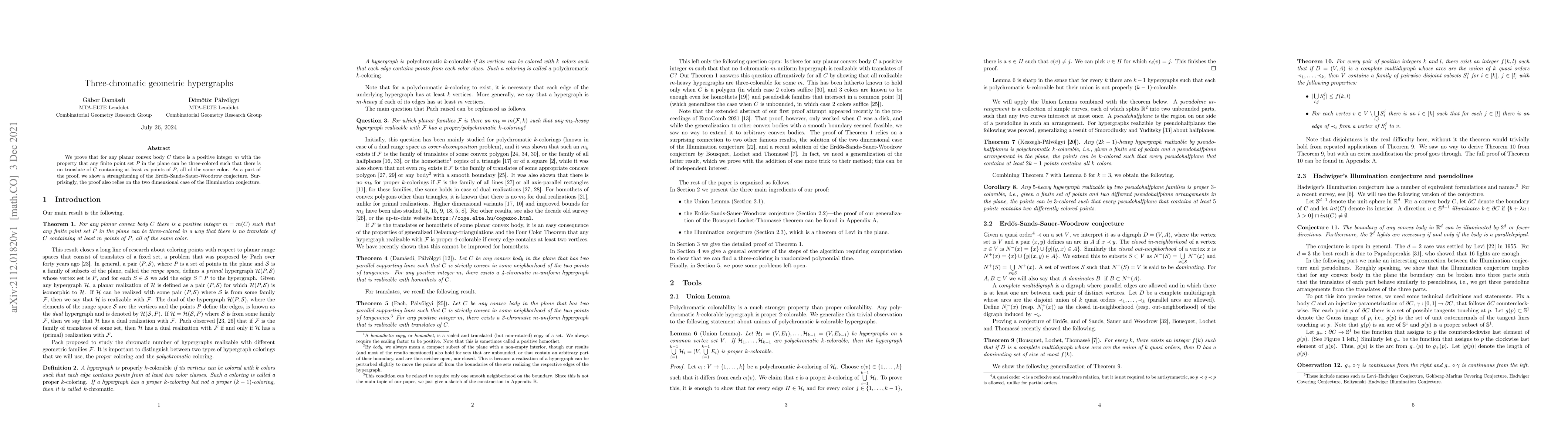 Thumbnail for Three-chromatic geometric hypergraphs