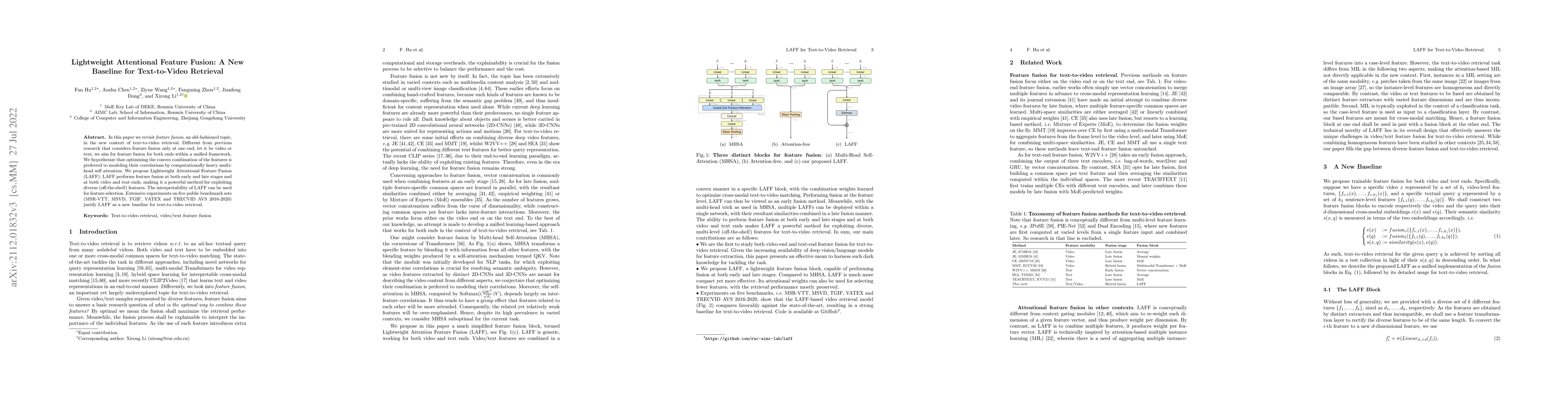 Thumbnail for Lightweight Attentional Feature Fusion: A New Baseline for Text-to-Video
  Retrieval