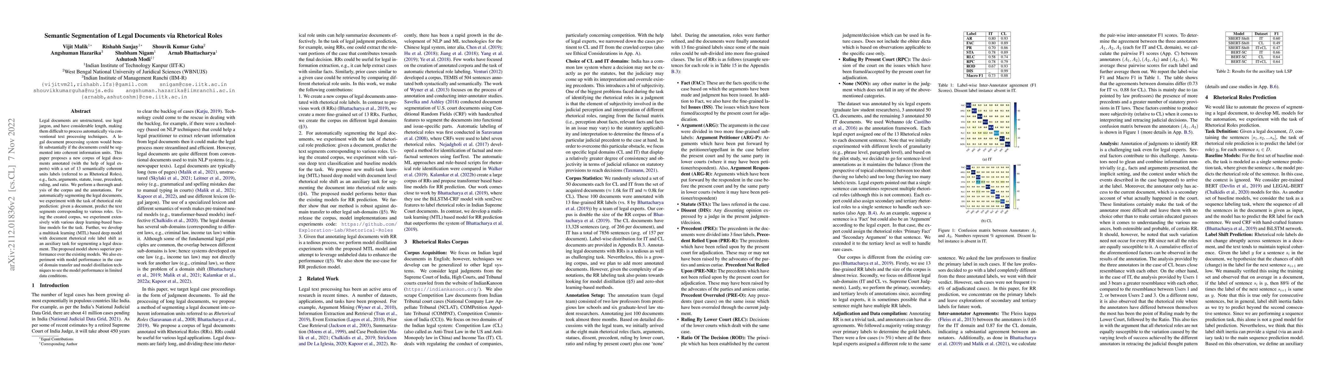 Thumbnail for Semantic Segmentation of Legal Documents via Rhetorical Roles
