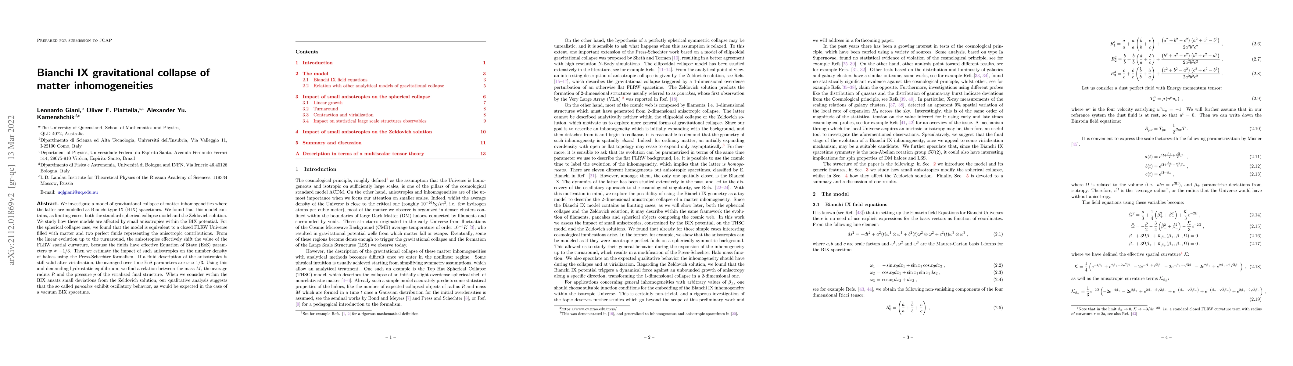 Thumbnail for Bianchi IX gravitational collapse of matter inhomogeneities