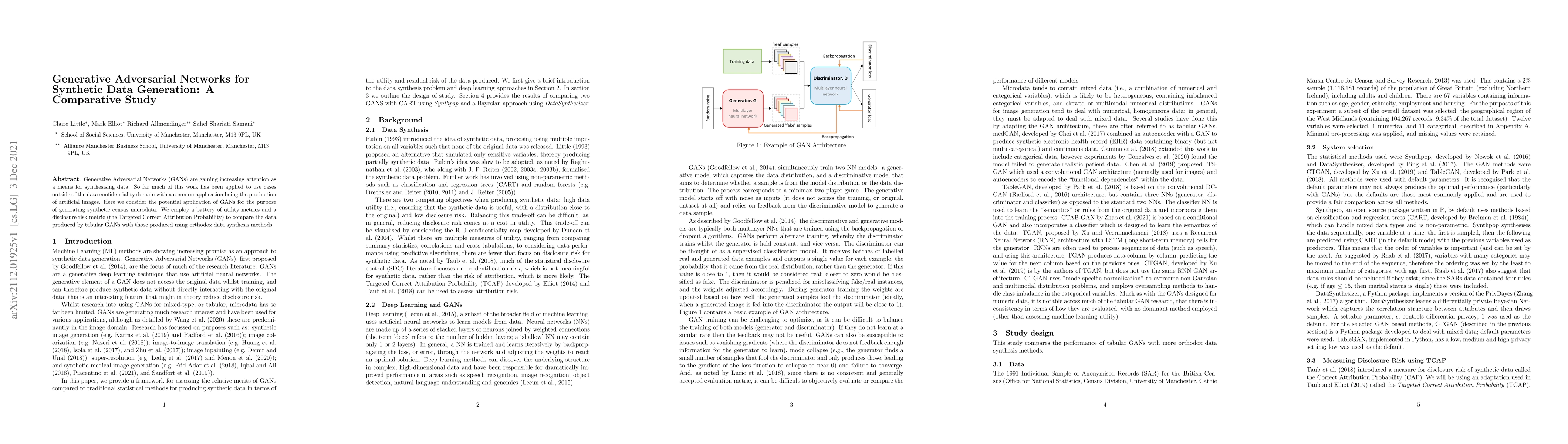 Thumbnail for Generative Adversarial Networks for Synthetic Data Generation: A
  Comparative Study