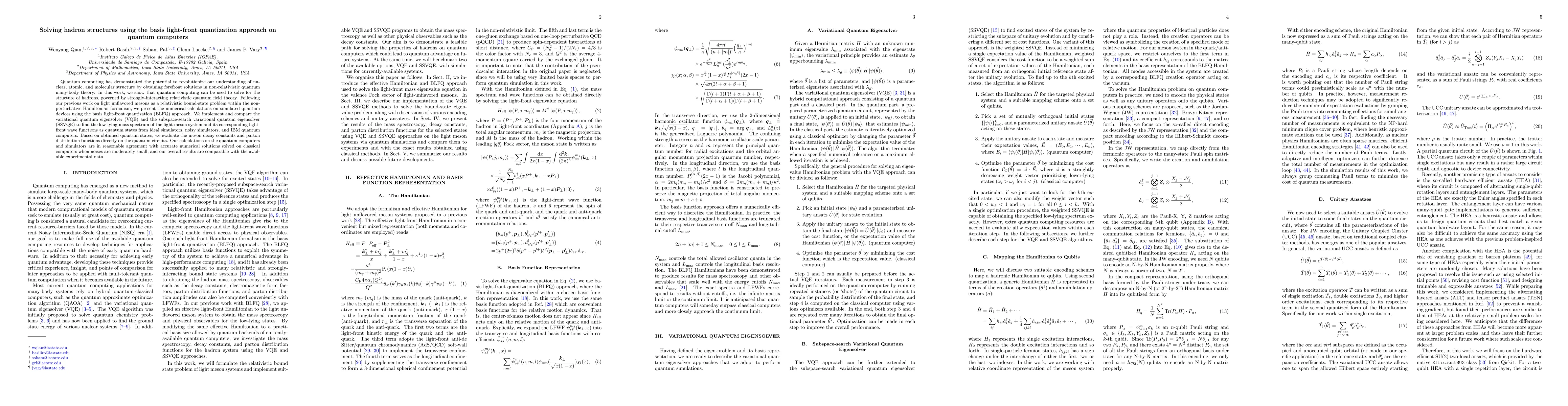 Thumbnail for Solving hadron structures using the basis light-front quantization
  approach on quantum computers