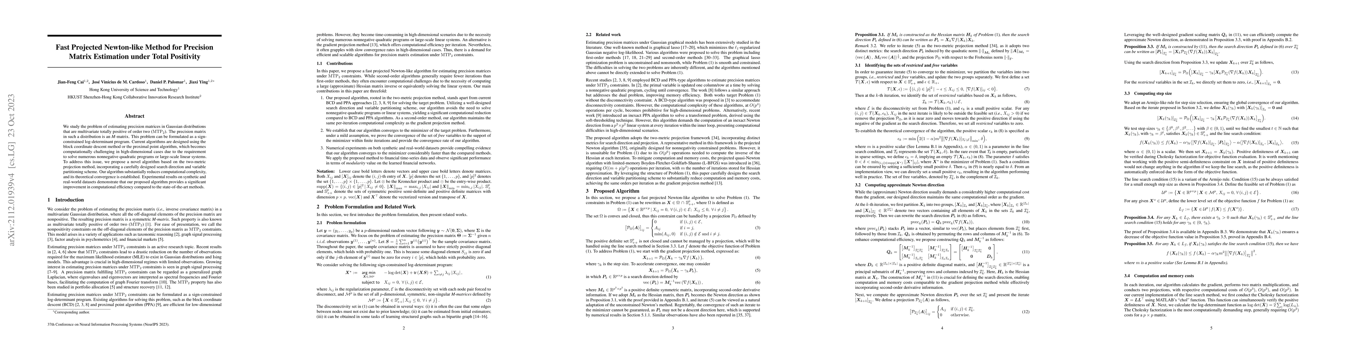 Thumbnail for Fast Projected Newton-like Method for Precision Matrix Estimation under
  Total Positivity