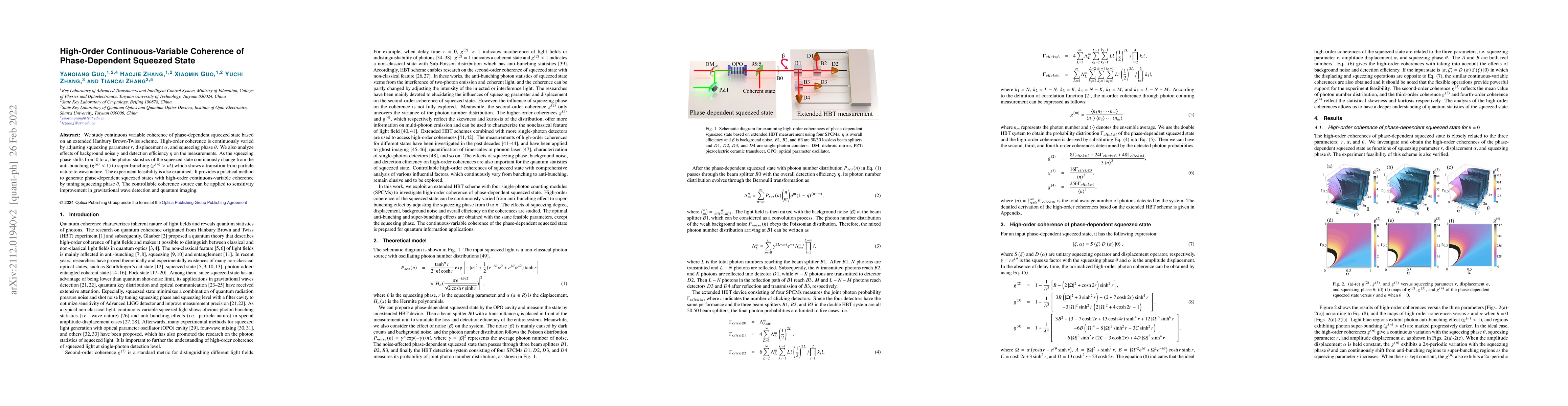 Thumbnail for High-Order Continuous-Variable Coherence of Phase-Dependent Squeezed
  State