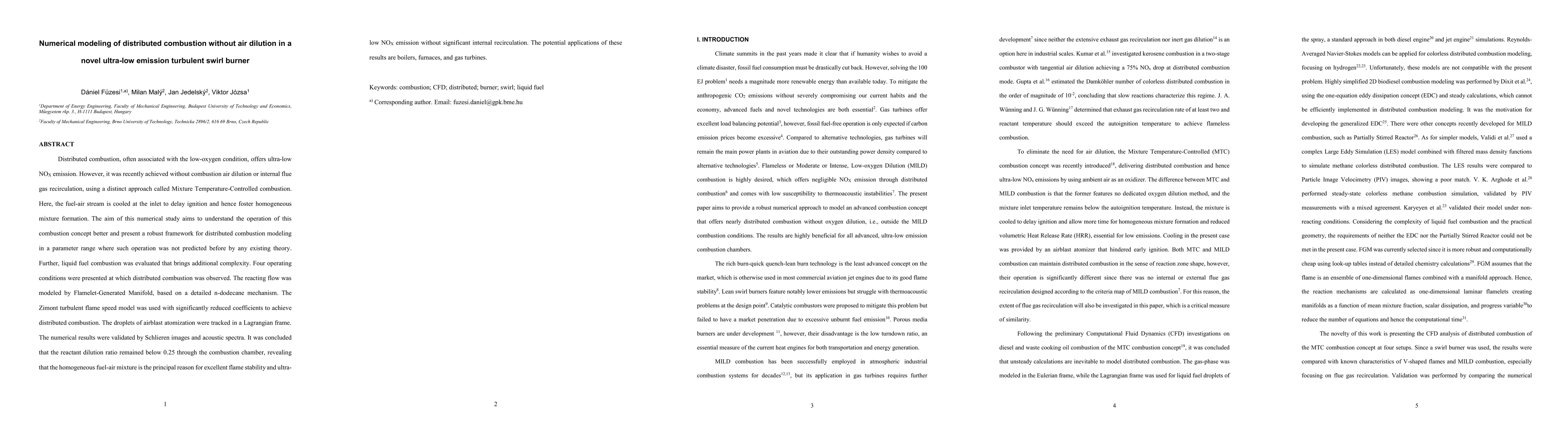 Thumbnail for Numerical modeling of distributed combustion without air dilution in a
  novel ultra-low emission turbulent swirl burner