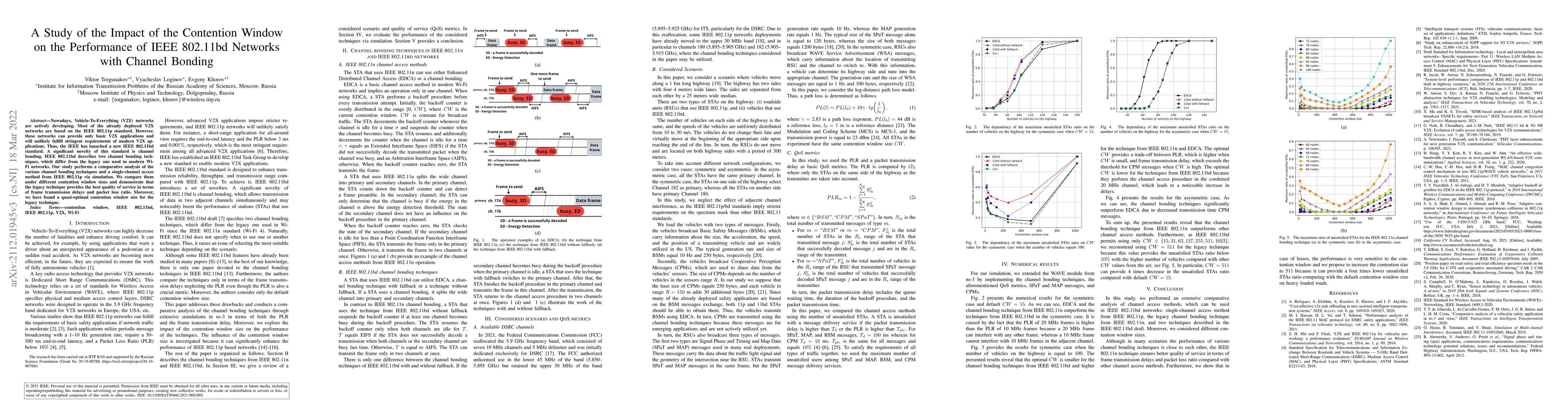 Thumbnail for A Study of the Impact of the Contention Window on the Performance of
  IEEE 802.11bd Networks with Channel Bonding