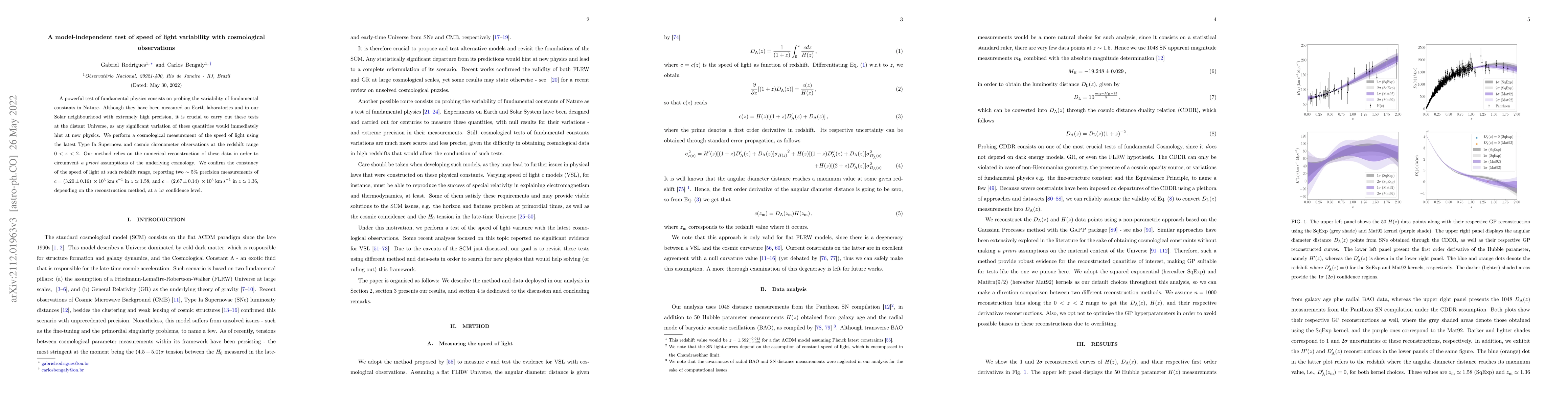 Thumbnail for A model-independent test of speed of light variability with cosmological
  observations
