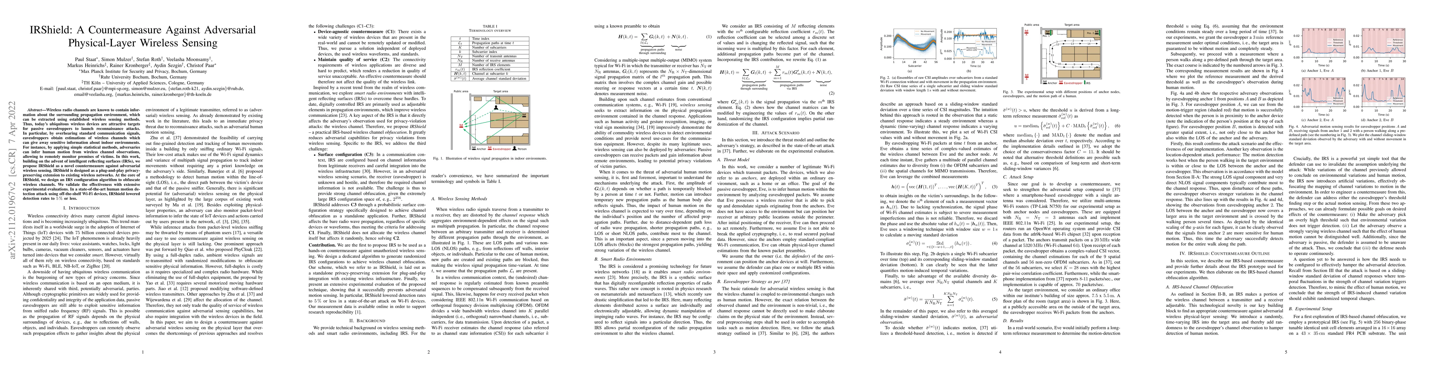 Thumbnail for IRShield: A Countermeasure Against Adversarial Physical-Layer Wireless
  Sensing