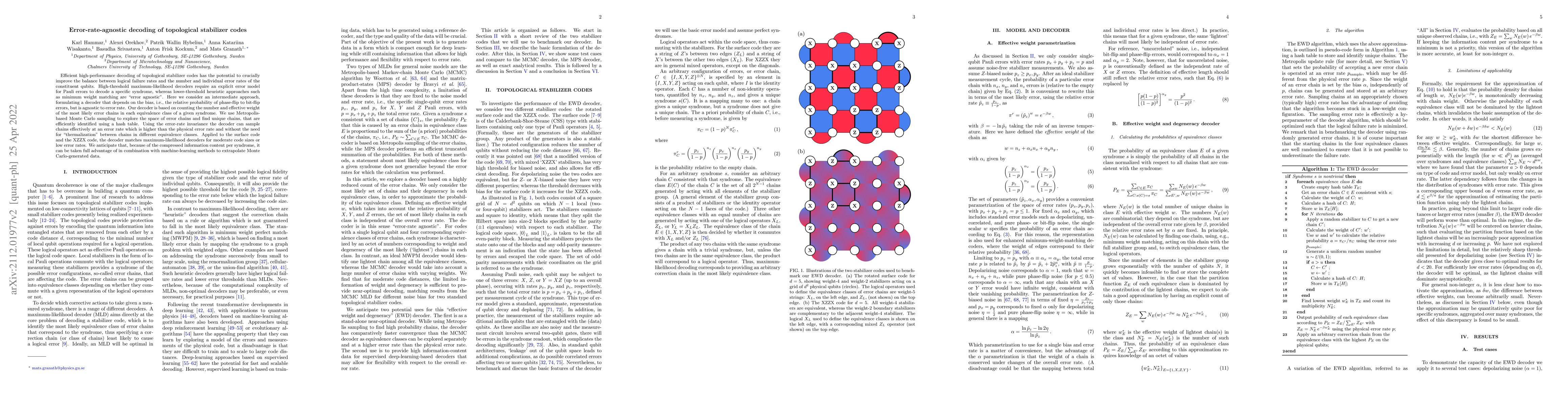 Thumbnail for Error-rate-agnostic decoding of topological stabilizer codes