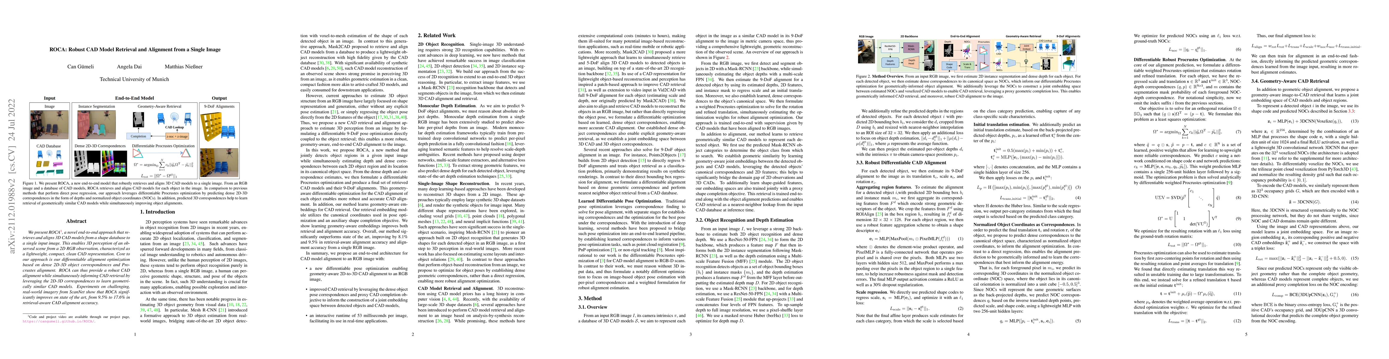 Thumbnail for ROCA: Robust CAD Model Retrieval and Alignment from a Single Image